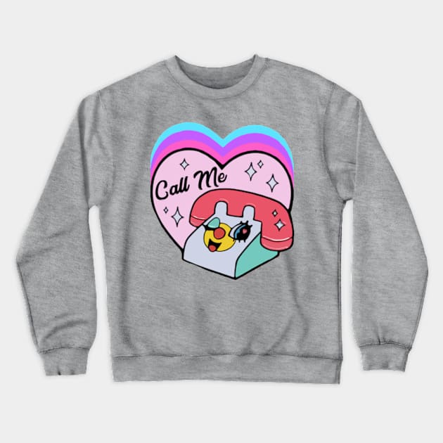 Cute Call Me Telephone Crewneck Sweatshirt by BrandyRay